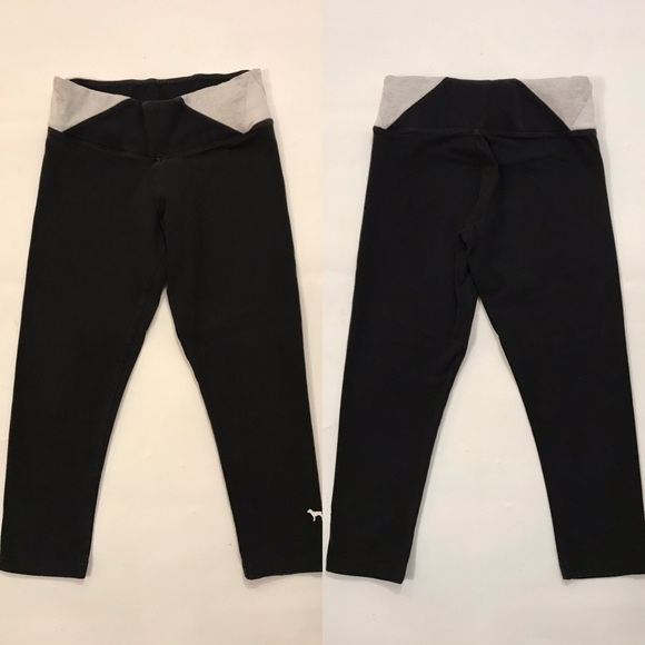 PINK VS Yoga Cropped Leggings Pants Black XS - Picture 1 of 7